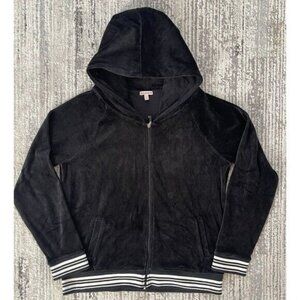 Juicy Couture Grey White Velour Zip-Up Hoodie Long Sleeve Womens Size XL